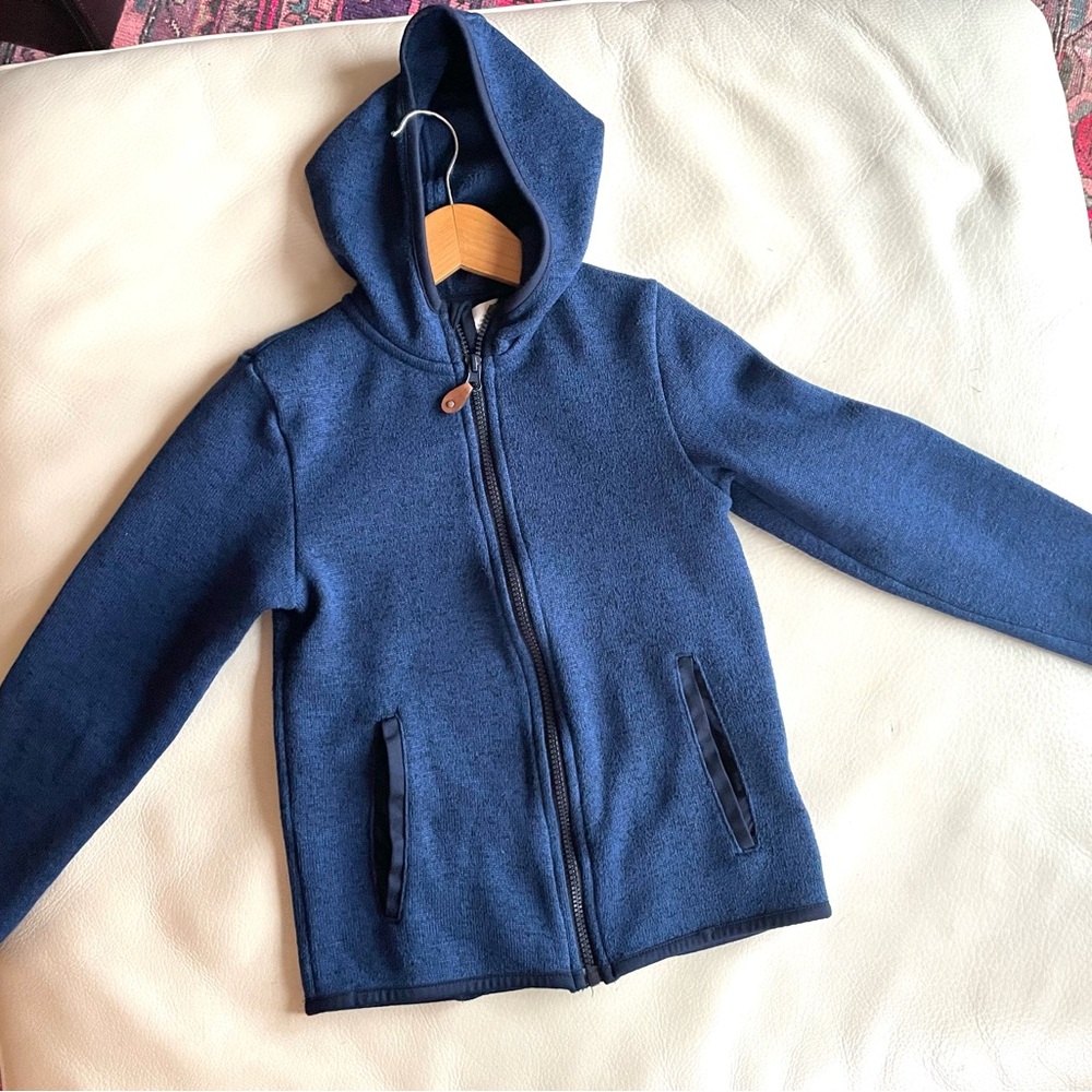 NEW Woven Full Zip-Up Hoodie Jacket, Faux Leather Zipper Pull, Front Pockets